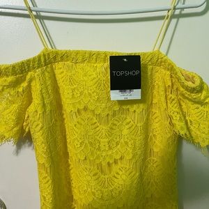 Yellow Topshop over the shoulder dress NWT